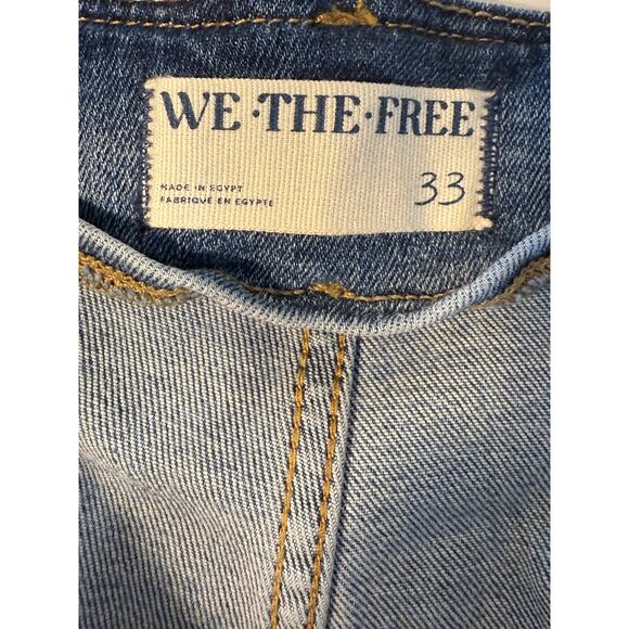 We The Free by Free People Flare Jeans Women’s 33 Blue Raw Hem Y2K 90s Style - Picture 2 of 9